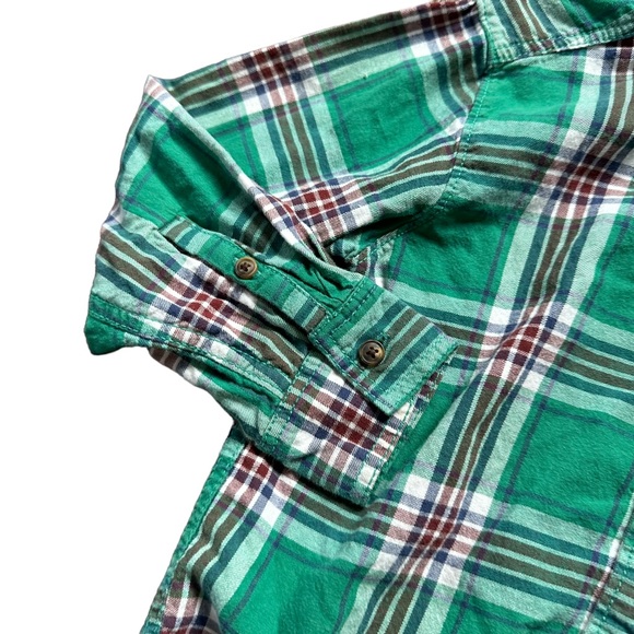 Carters Button down hoodie size 4T boys green plaid pattern grey hoodie - Picture 7 of 8